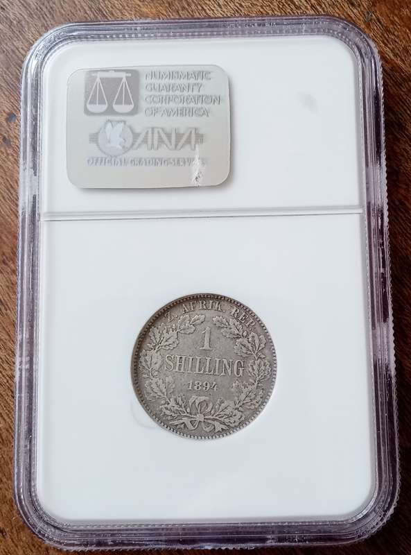 1894 ZAR Kruger silver Shilling NGC F12