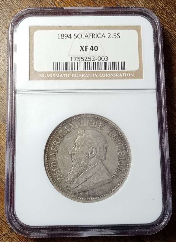 1894 ZAR Kruger silver 2 1/2 Shillings NGC XF40 (High cat value)