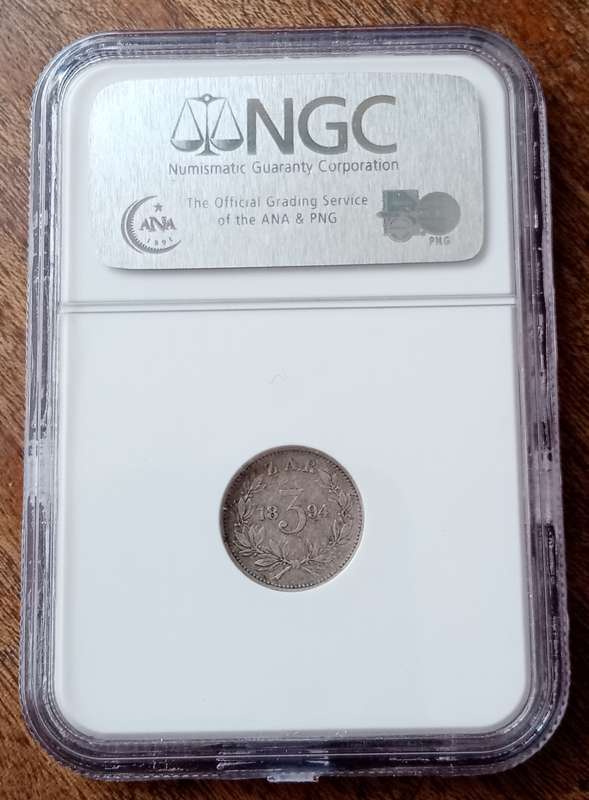 1894 ZAR Kruger silver tickey NGC AU50