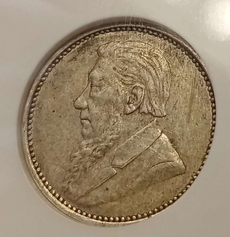 1894 ZAR Kruger silver tickey NGC AU50