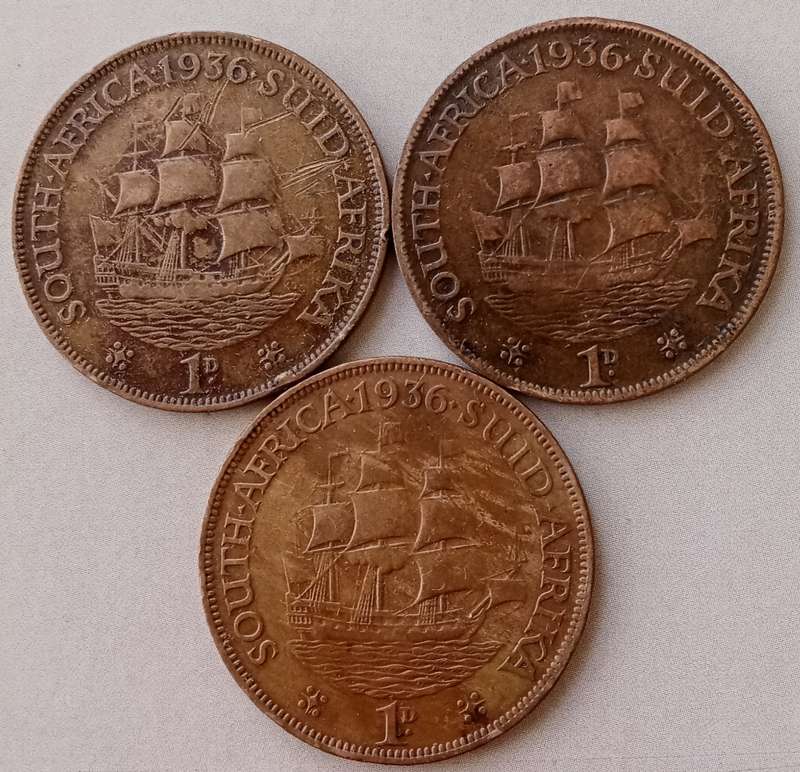 Lot of x3 union 1936 pennies