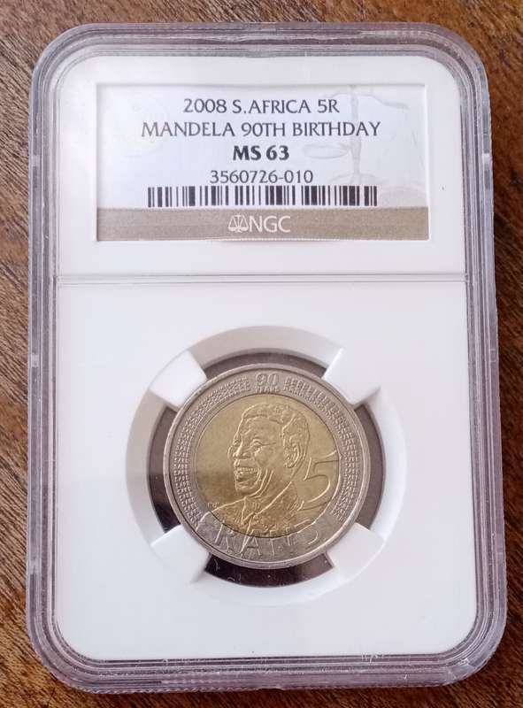 2008 Mandela 90th bday R5 NGC MS63