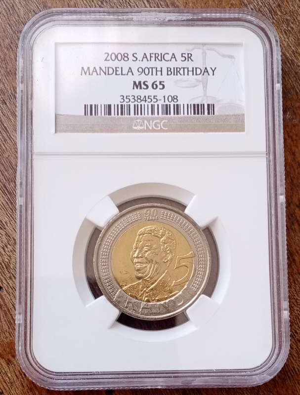 2008 Mandela 90th bday R5 NGC MS65