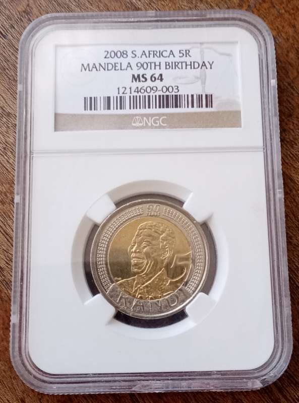 2008 Mandela 90th bday R5 NGC MS64