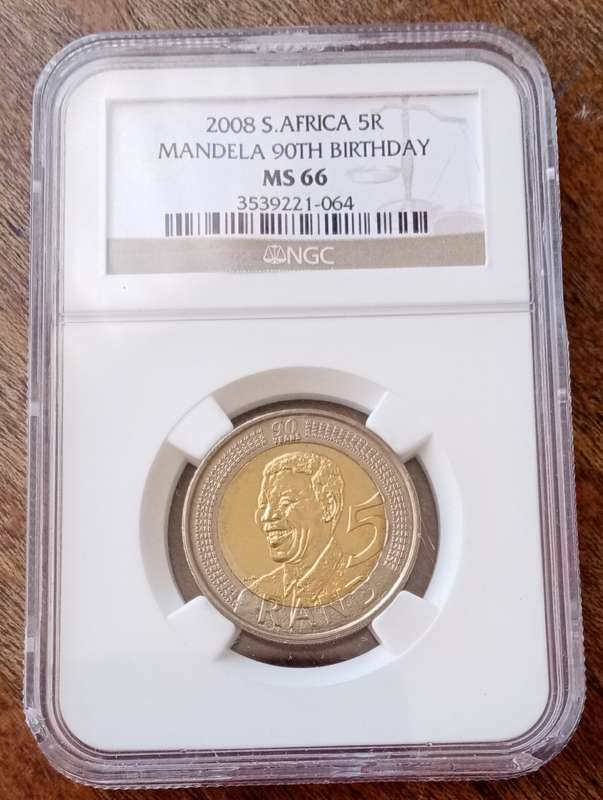 2008 Mandela 90th bday R5 NGC MS66