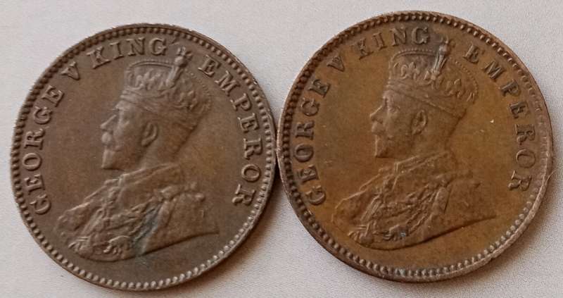 1928 and 1935 India 1/4 Anna set