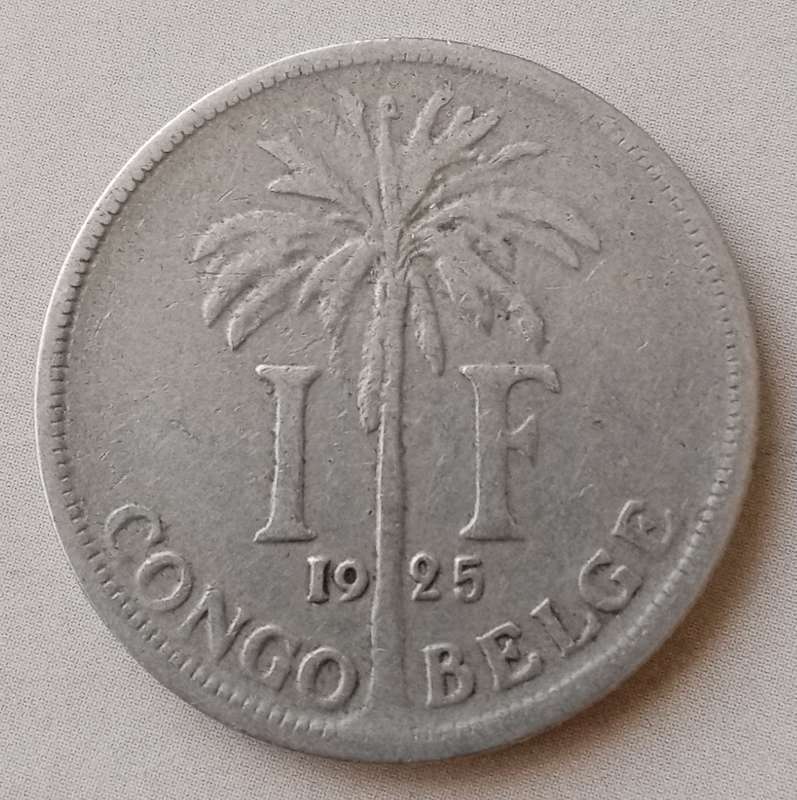 1925 Belgian Congo 1 franc