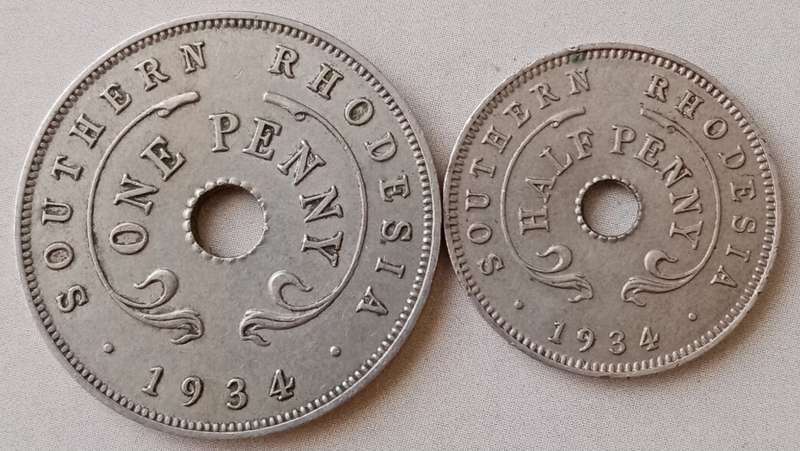 1934 Southern Rhodesia penny & half penny set