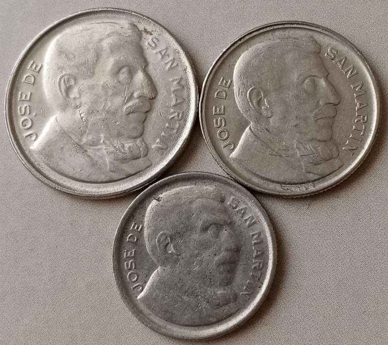 Lot of x3 different Argentina coins (1951/1952)