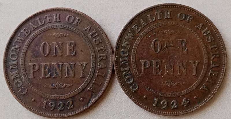 1922 and 1924 Australia penny