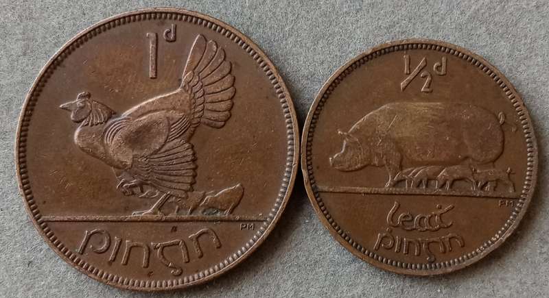 1928 Ireland penny & 1937 half penny