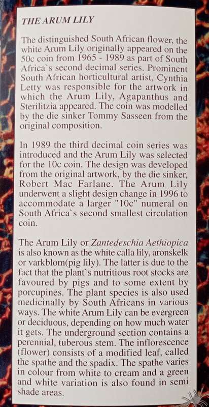 1997 Brilliant uncirculated Mint pack set (Arum Lily)