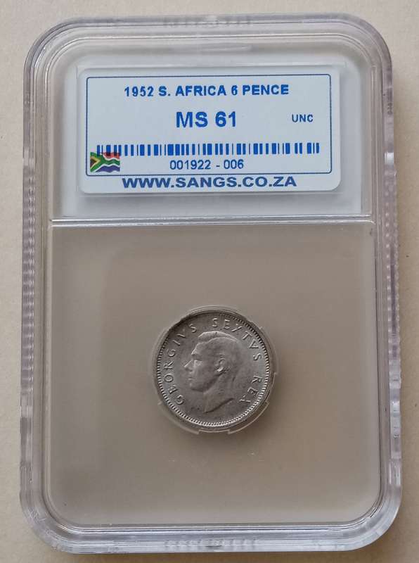 1952 Union silver sixpence SANGS MS61