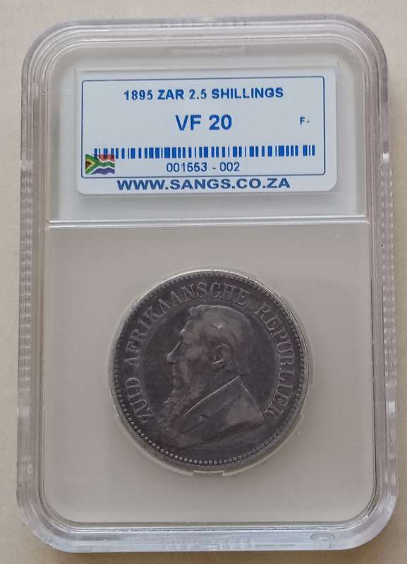 1895 ZAR Kruger silver 2 1/2 Shillings SANGS VF20
