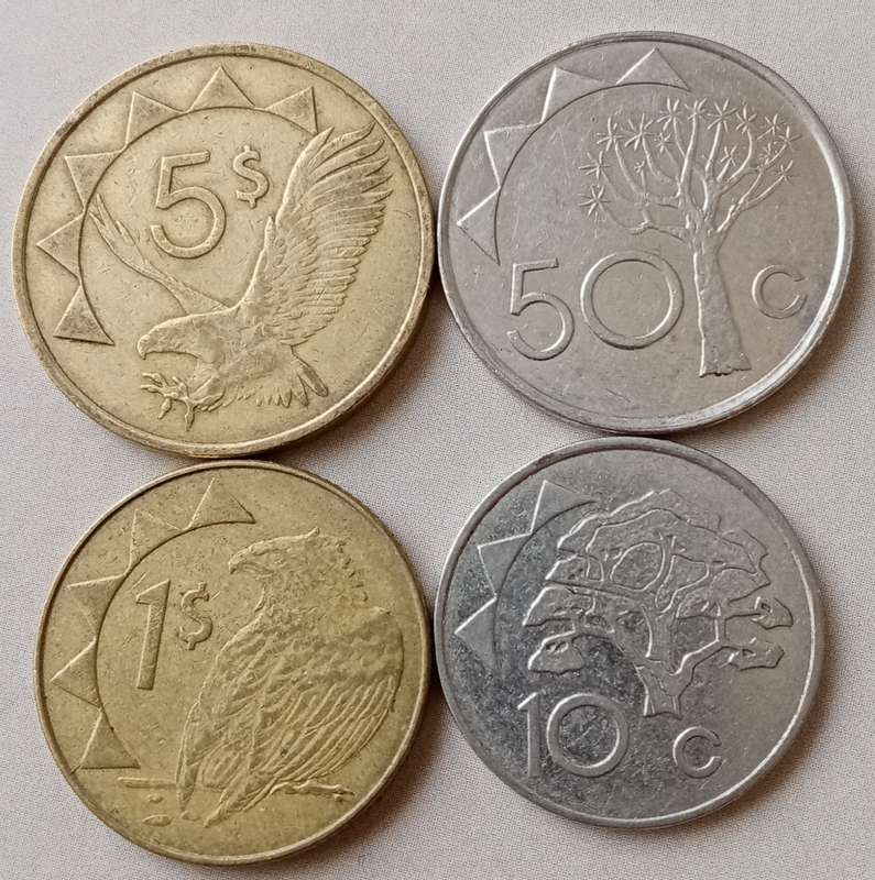 Lot of x4 different Namibian coins