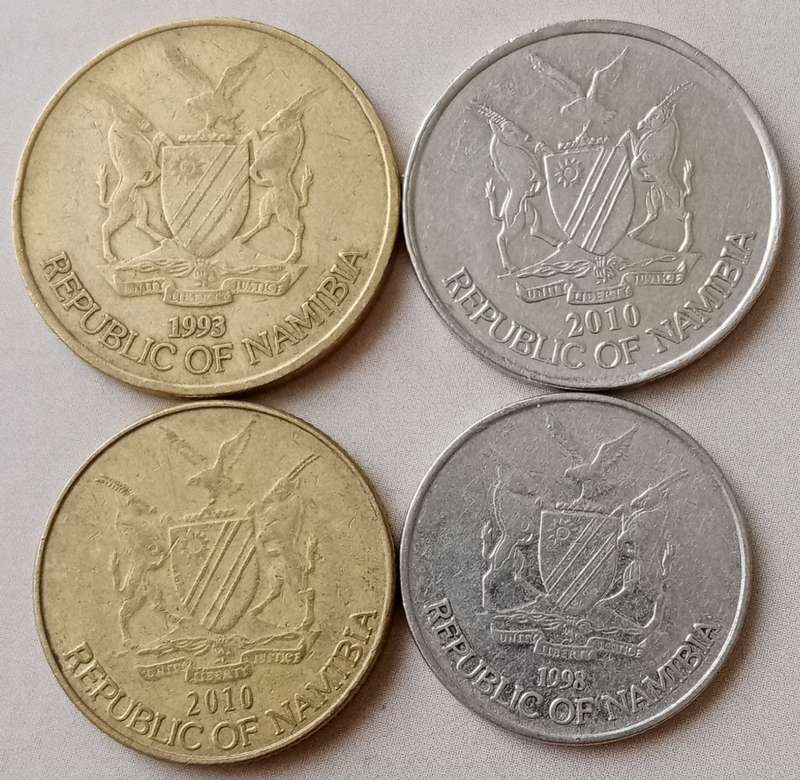 Lot of x4 different Namibian coins