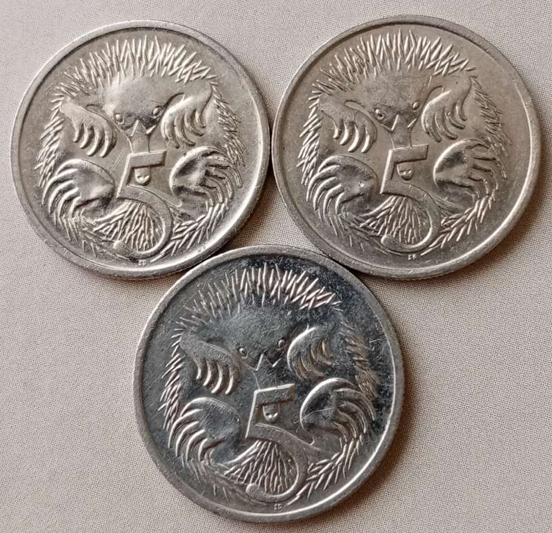 Lot of x3 Australian 5c coins