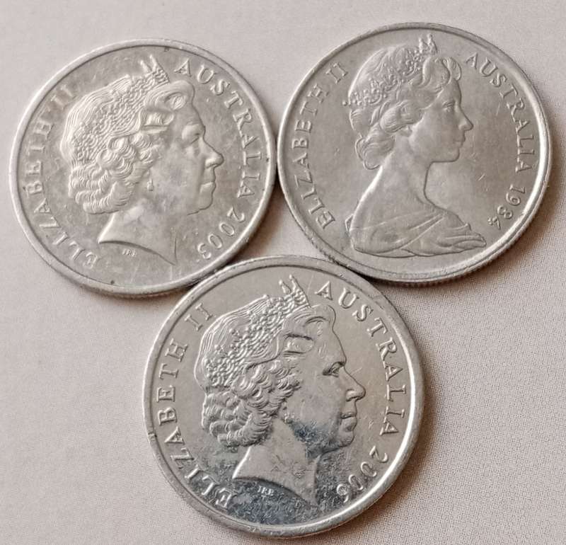 Lot of x3 Australian 5c coins