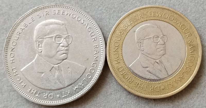1992 Mauritius 5 Rupees & 2007 20 Rupees