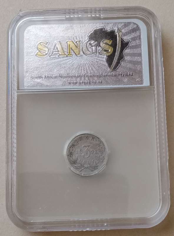 Nice 1893 ZAR Kruger silver 3 Pence SANGS XF40