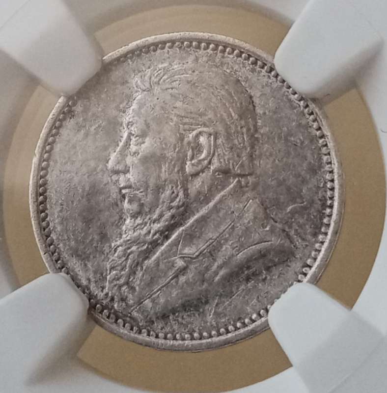 1896 ZAR Kruger silver 3 Pence NGC AU50