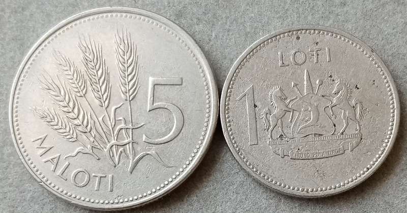 2010 Lesotho 5 Maloti & 1998 1 Loti