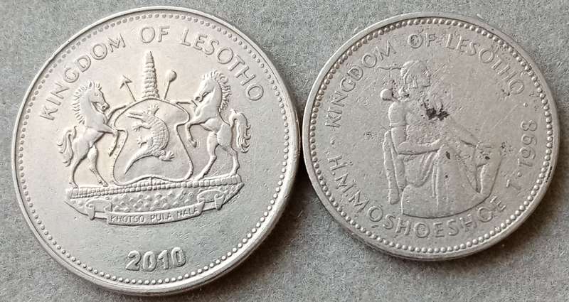 2010 Lesotho 5 Maloti & 1998 1 Loti
