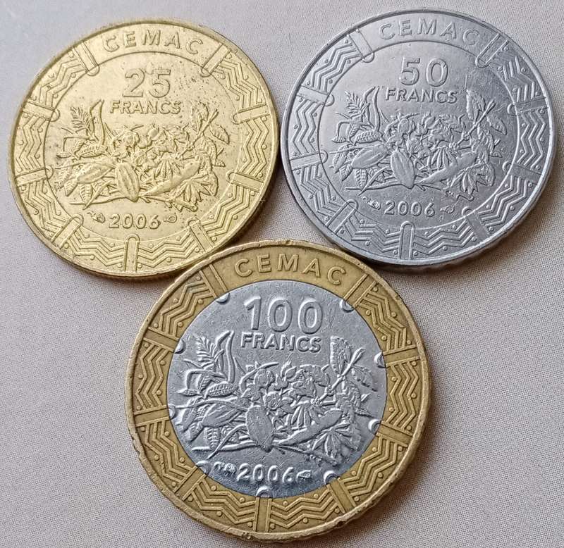 2006 Central African States 25/50 and 100 Francs set