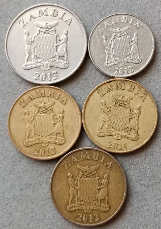 Lot of x5 Zambian coins
