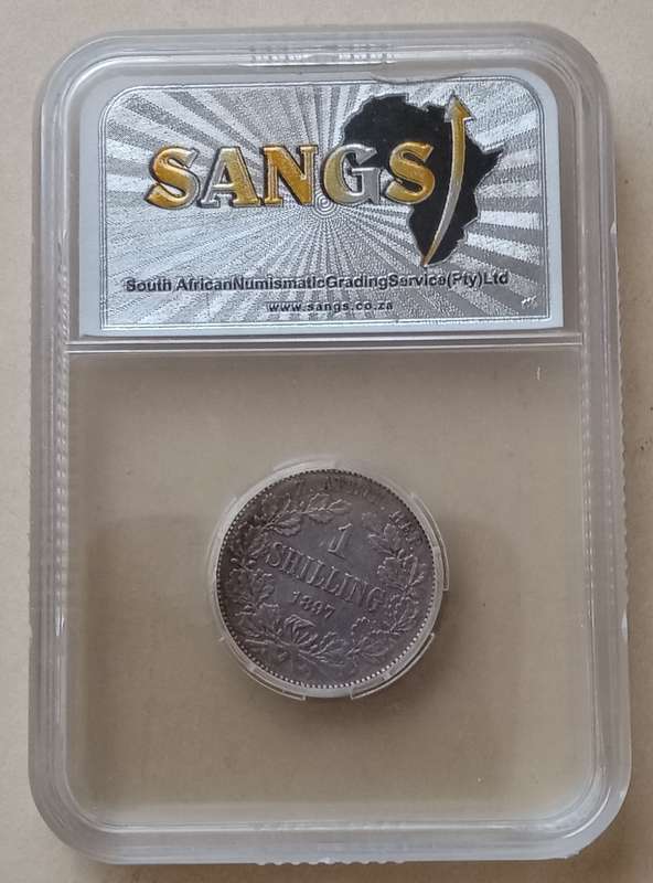 1897 ZAR Kruger silver shilling SANGS XF45
