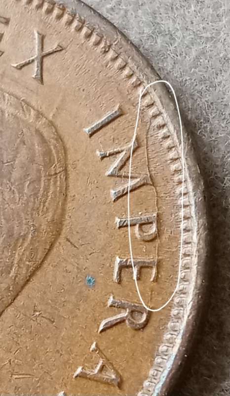 1942 Union 1/2 penny in XF with obverse die crack
