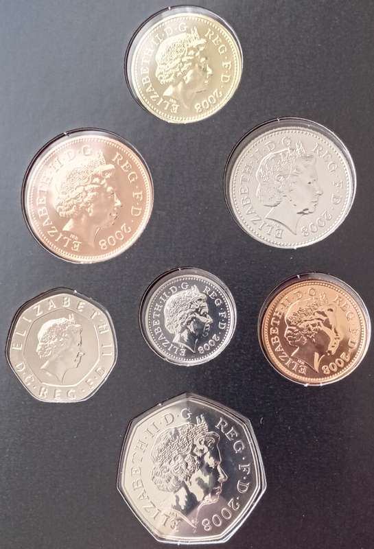2008 Great Britain brilliant uncirculated 7 coin set in folder