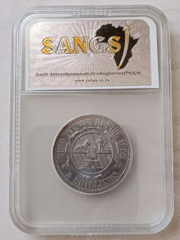 Scarce 1892 ZAR Kruger silver 2 Shillings SANGS XF40