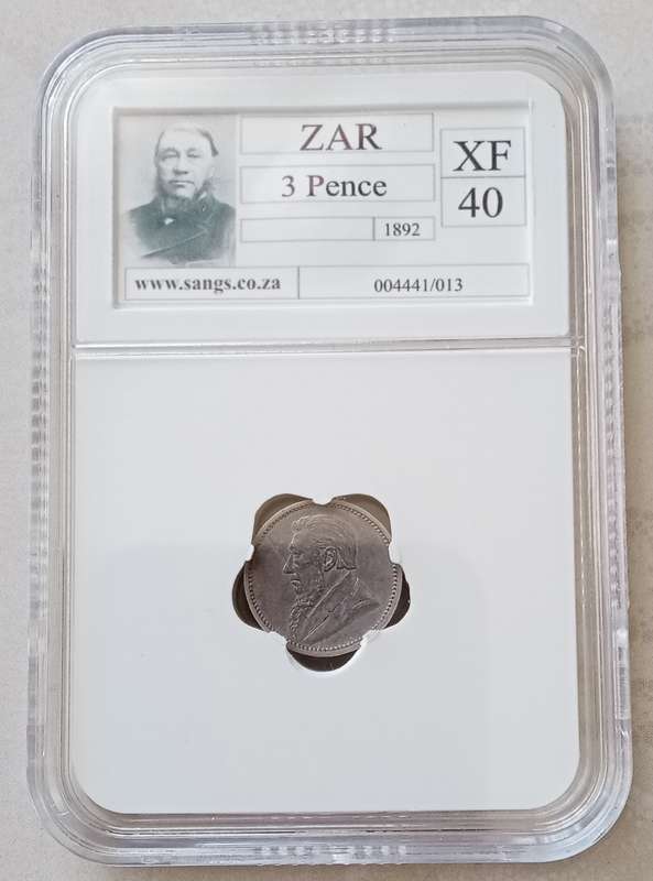 Scarcer 1892 ZAR Kruger silver tickey SANGS XF40 (low mintage)