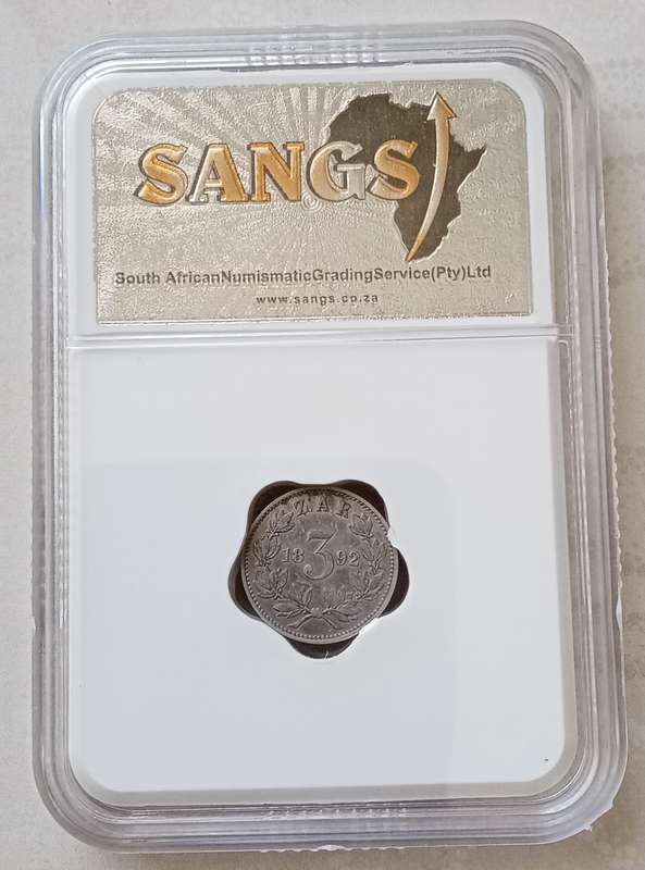Scarcer 1892 ZAR Kruger silver tickey SANGS XF40 (low mintage)