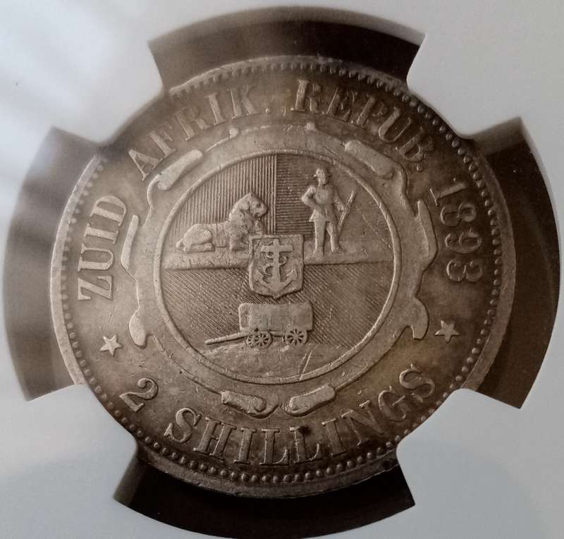 Scarce 1893 ZAR Kruger silver 2 Shillings NGC VF35