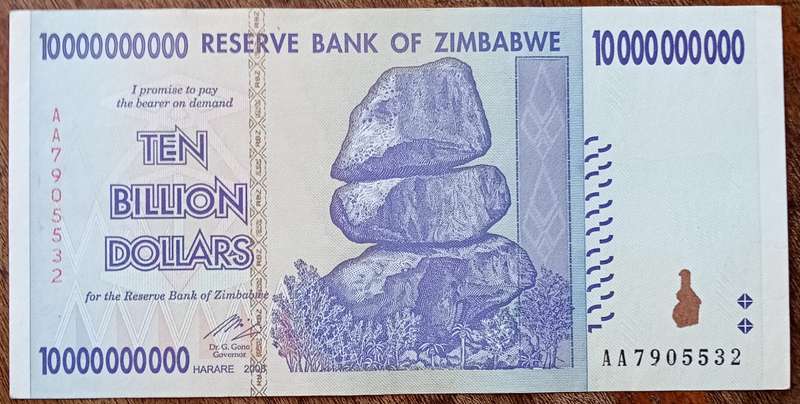 2008 Zimbabwe 10 billion dollars in AU+
