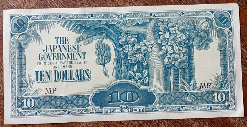 WW2 1942-1944 Japanese Government 10 Dollars note (Malaysia)