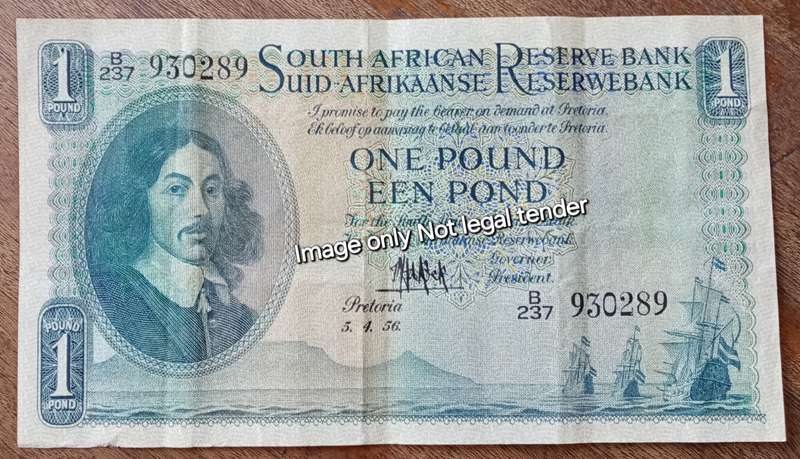 1956 M.H de Kock 1 Pound note