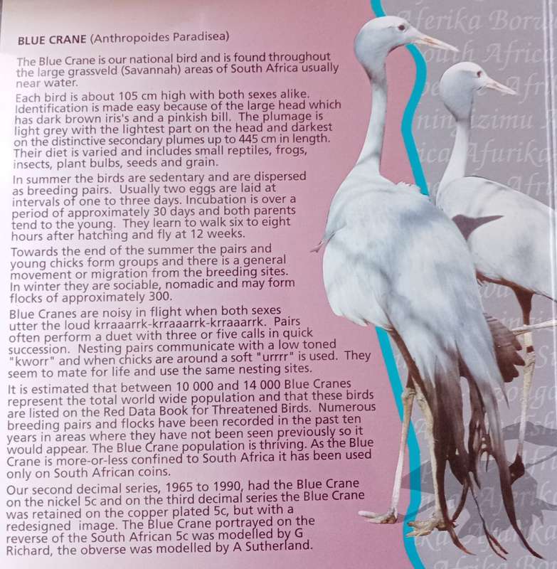 1996 Brilliant uncirculated Mint coin set (Blue Crane)