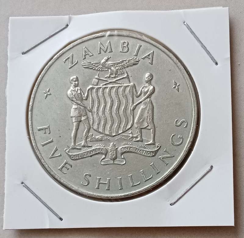 Low mintage 1965 Zambia 5 Shillings