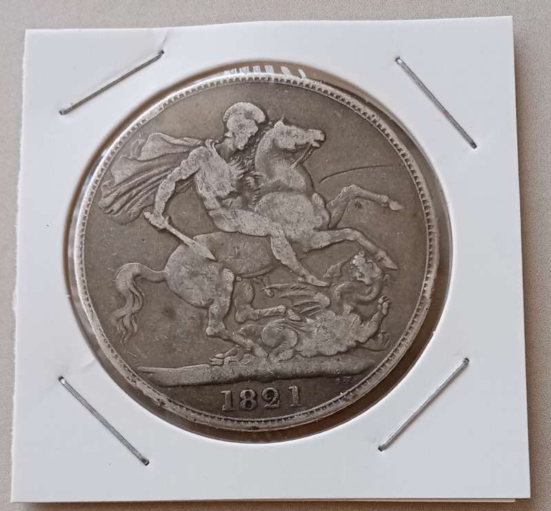 1821 British sterling silver crown/5 Shilings