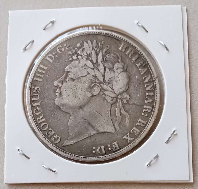1821 British sterling silver crown/5 Shilings