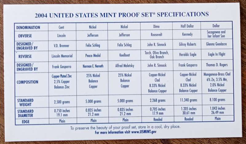 2004 United States Mint proof set in box (11 coins)