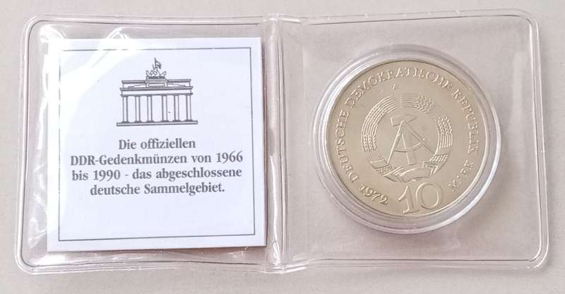 1972 German 10 Mark with certificate (Buchenwald memorial)