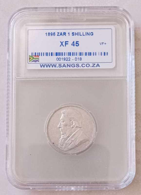 Nice 1896 ZAR Kruger silver shilling SANGS XF45