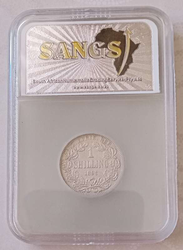 Nice 1896 ZAR Kruger silver shilling SANGS XF45