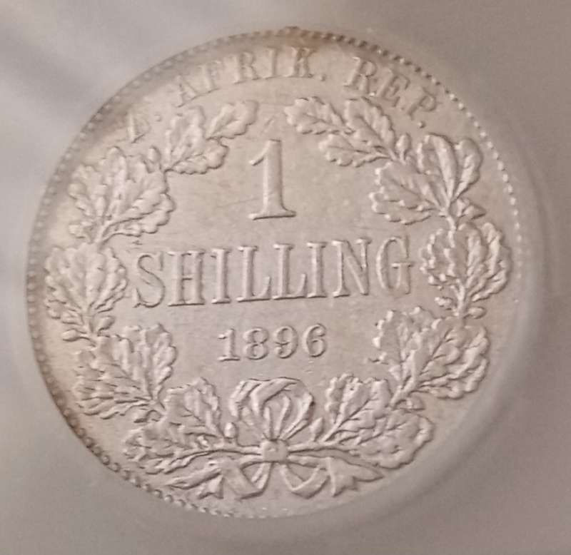 Nice 1896 ZAR Kruger silver shilling SANGS XF45