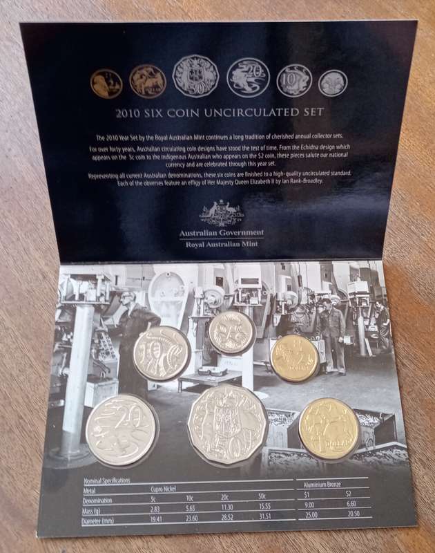 2010 Australia 6 coin uncirculated set in Royal Australian Mint pack