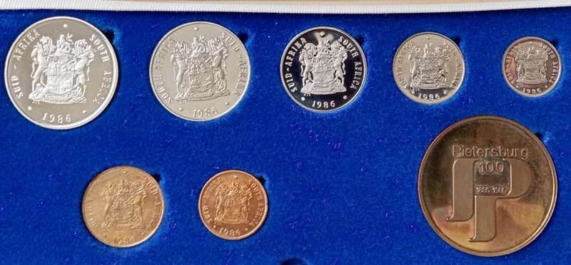 1986 Republic proof set with Pietersburg centenary medal (Not the normal set)